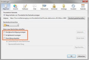 Mozilla Thunderbird: E-Mail-Benachrichtigungen deaktivieren